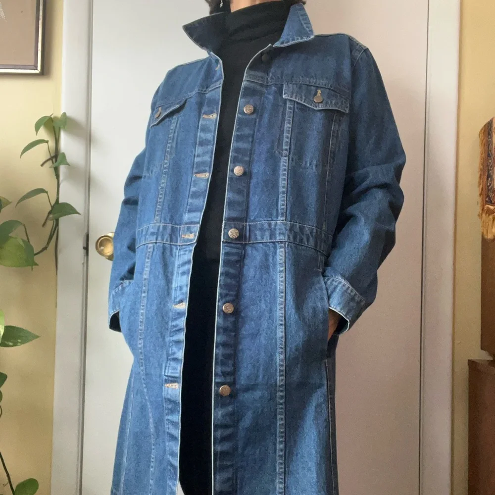 NorthStyle Knee-length Denim Jacket - Classic Blue - Picture 1 of 7